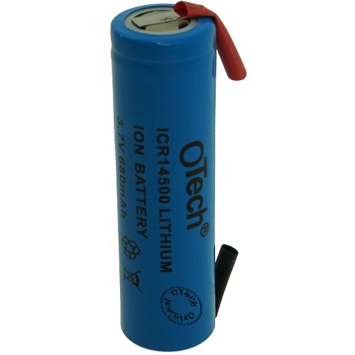 Batterie compatible ICR14500 Pattes à souder 3.7V Li-Ion 680mAh