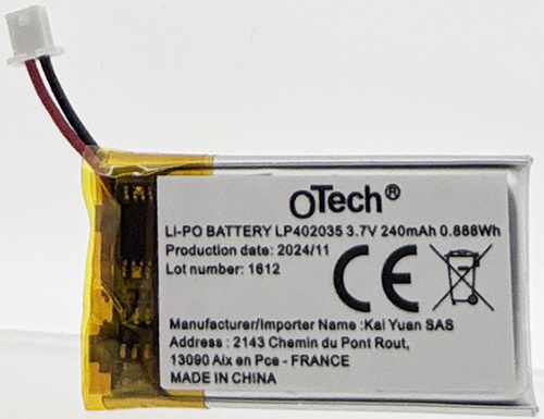 Pack accus LPM24 LP402035 type Plan 3.7V Li-Po 240mAh