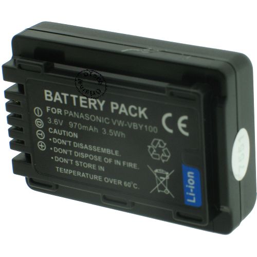 Batterie compatible Panasonic VW-VBY100 3.7V Li-Ion 970mAh