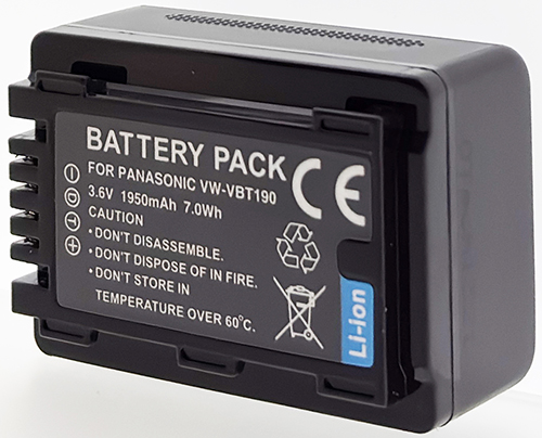 Batterie compatible Panasonic VW-VBT190 3.7V Li-Ion 1950mAh