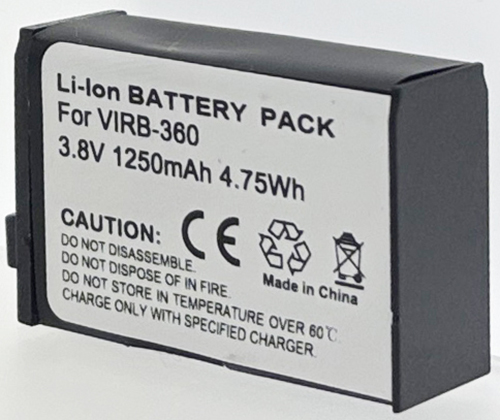 Batterie compatible Garmin VIRB-360 3.8V Li-Ion 1250mAh