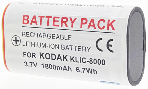 Batterie compatible Kodak KLIC8000 3.7V Li-Ion 1800mAh