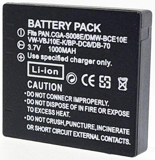 Batterie compatible Panasonic BCE10 / S008 3.7V Li-Ion 1000mAh