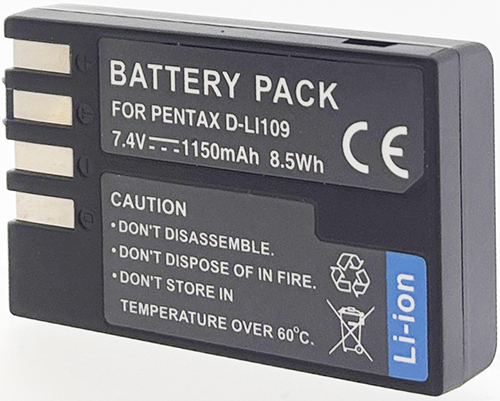 Batterie compatible Pentax D-LI109 7.4V Li-Ion 1150mAh