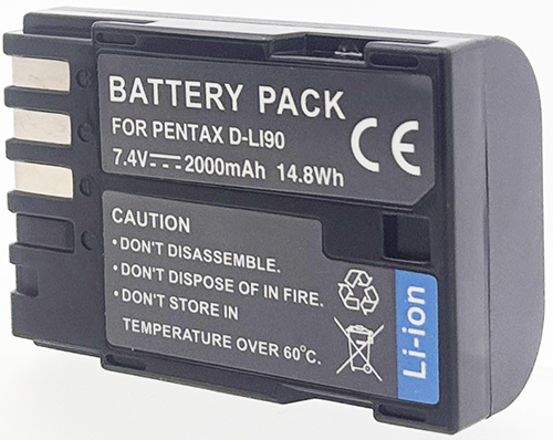 Batterie compatible Pentax D-LI90 7.2V Li-Ion 2000mAh