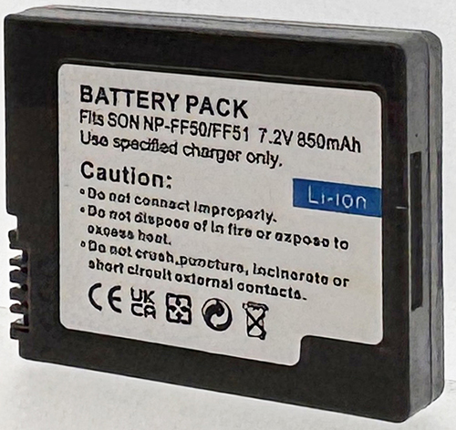 Batterie compatible Sony NP-FF50 7.4V Li-Ion 750mAh