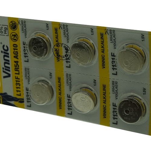 Pile bouton Vinnic L1131F / LR54 / AG10 1.5V ALKALINE